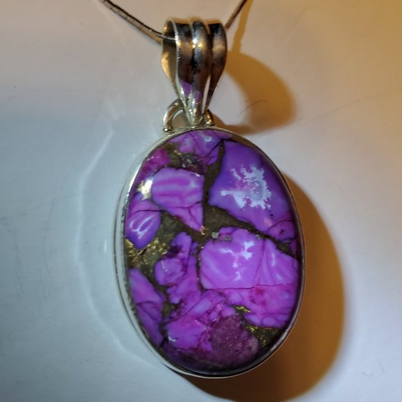 Jewelry - PURPLE  COPPER   TURQUOISE  STERLING  SILVER  PENDANT.
